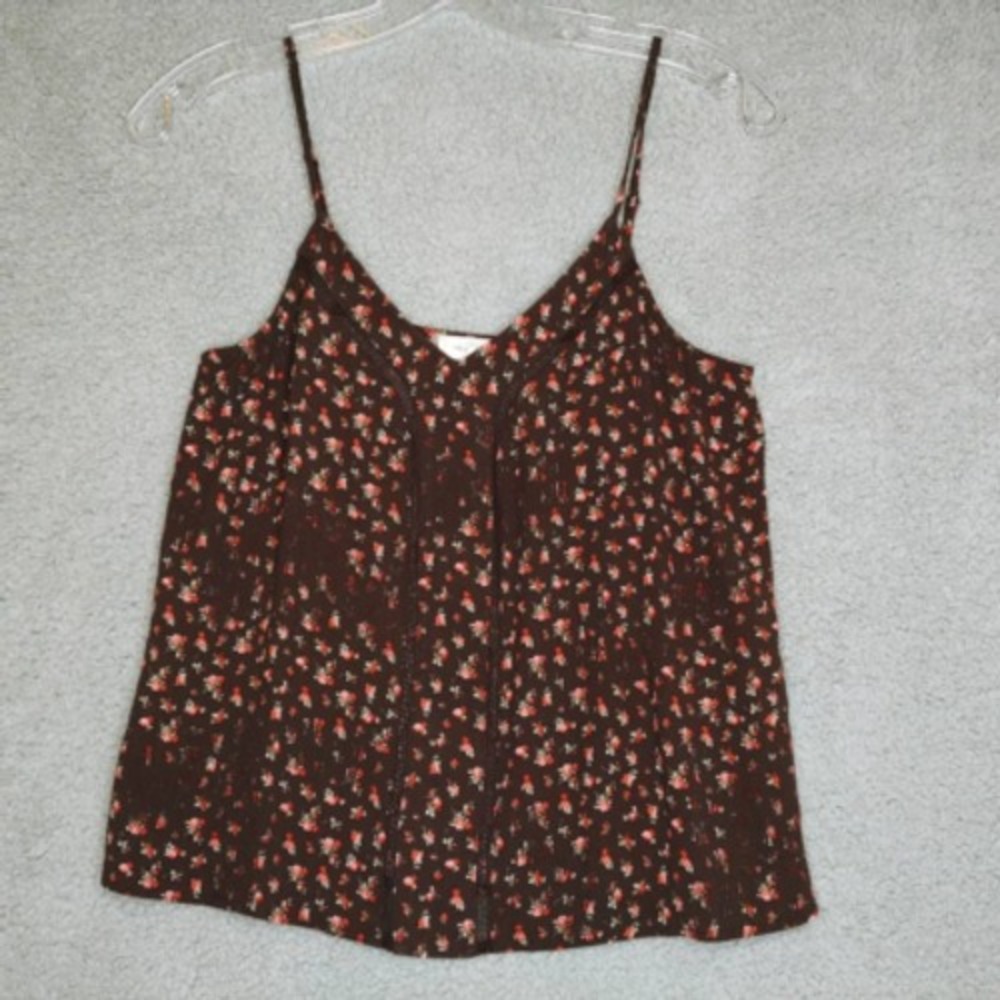 Treasure & Bond Shirt Womens Camisole Top Brown Floral Spaghetti Strap XS New